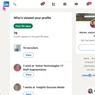 78 profile views on LinkedIn
